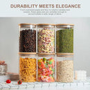 Glass Food Storage Jars 6-Pack 37oz - 4x6 in-Clear Glass Food Canisters with Bamboo Lid Airtight For Serving Tea, Coffee, Flour, Sugar, Candy, Cookie, Spice and More (Circular) by CozyNest Decor