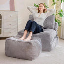 HIGOGOGO Square Stuffed Pouf Ottoman, Corduroy Poufs with Foam Chunk Filling, Furry and Fluffy Pouf Foot Stool Storage Ottoman, 21 X 21 Floor Poufs Foot Rest for Living Room, Grey by CozyNest Decor