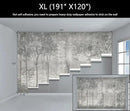 WFBHUA-Vintage Forest Woodland Mural Wallpaper Gray Old Wall Tree Wallpaper for Bedroom Living Room(Not Peel and Stick) by CozyNest Decor