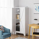 61" Tall Farmhouse Metal Pantry Cabinet, Kitchen Pantry Storage Cabinets with 2 Barn Door and Adjustable Shelves,Metal Pantry Storage Cabinet,for Kitchen,Laundry Room,Home Office,Kids Room (White) by CozyNest Decor