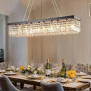 Rectangular Black Crystal Chandelier,10 Light Crystal Chandeliers for Dining Room, Rectangle Light Fixture for Kitchen Island L47''xW10''x H10'' by CozyNest Decor