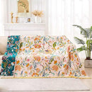 Boho Throw Blanket for Bed, 100% Cotton Soft Rustic Quilt Fall Blanket, 50"x60" Yellow Floral Printed Farmhouse Decor Bed Blankets, All Season Rustic Reversible Bohemian Throw Quilt by CozyNest Decor