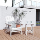 WO Home Furniture Adirondack Chair Table Set of 2 PCS Outdoor Folding Chair w Side Table Weather/UV Resistant for Lawn, Garden, Bon Fire, Balcony (White) by GreenHaven Gardens