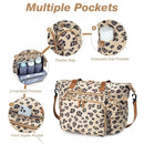 Diaper Bag Tote, Large Baby Diaper Bags for Travel, Hospital Bag for Labor Delivery with Pacifier Case, Changing Pad, Shoulder Strap, Leopard Print by TinyTreasures Baby Boutique