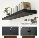 Black Floating Shelves for Wall - 72 Inch Wide x 12 Inch Deep Wall Shelves Set of 1 - Rustic Black Wood Shelves for Living Room, Bathroom, Laundry Room, Bedroom, Kitchen, Home Office by CozyNest Decor