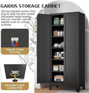 75.2" Tall Storage Cabinet, Pantry Storage Cabinets with 2 Door and 5 Adjustable Shelves, Black Kitchen Food Cabinet, Metal Utility Cabinets for Kitchen, Dinning Room, Laundry Room by CozyNest Decor