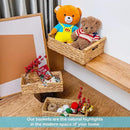 VATIMA Large Water Hyacinth Storage Baskets for Organizing with Wooden Handles for Shelves, 2 Bathroom Small Basket, Water Hyacinth Toilet Paper Baskets, Set of Natural Wicker Storage Basket for Home by CozyNest Decor