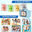 Kids Camera,HD Digital Video Camera with Protective Cover,Childrens Toys for 3 4 5 6 7 8 9 Year Old Boys/Girls,Selfie Camera for Kids,Christmas Birthday Gifts with 32GB SD Card (Unicorn Blue) by TinyTreasures Baby Boutique