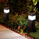 TECHKO Solar Small Bollard Rectangular Pathway Lights – 4-Pack, Dusk-to-Dawn, Weather-Resistant Outdoor LED Lighting by GreenHaven Gardens
