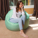 Posh Beanbags Bean Bag Chair, X-Large-48in, Pattern Chevron Green and White by TinyTreasures Baby Boutique
