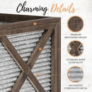 Autumn Alley Farmhouse Front Porch Planters Set of 2 Stand with Galvanized Corrugated Metal Planters for Outdoors/Indoors - Rustic Wood Square Planters Box on Legs – Charming Farmhouse Décor, Brown by GreenHaven Gardens