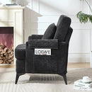 KCC Mid-Century Accent Chairs,Chenille Modern Upholstered Single Sofa,Cozy Armchair with Back for Bedroom/Office/Cafe,Black by CozyNest Decor