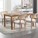 Rattan Dining Chairs Set of 2, Linen Fabric Farmhouse Dining Room Chairs with Cane Back Curved Backrest Kitchen Chairs Rustic Armless Side Chairs for Dining/Living Room/Restaurant, Beige by CozyNest Decor