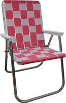 Lawn Chair USA Folding Aluminum Outdoor Patio Lawn Chair | Heavy-Duty Webbed Chairs for Camping, Sports, Beach, Yard & Tailgating | Lightweight Portable | Classic - Pink/White by GreenHaven Gardens