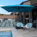 PURPLE LEAF 9' X 11.5' Patio Umbrella Outdoor Cantilever Rectangle Umbrella Aluminum Offset Umbrella with 360-degree Rotation for Garden Deck Pool Patio, Turquoise Blue by GreenHaven Gardens