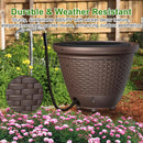 Riokko Garden Hose Holder Pot, Decorative Wicker Hose Holder, Water Hose Storage for Outside/Garage, Hose Box Fits 100-400 FT Hoses with 5 Drain Holes, Large Capacity & Assembly Required, Java by GreenHaven Gardens