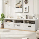 IDEALHOUSE 70in TV Stand for TVs up to 80", Mid Century Modern Entertainment Center with Storage Drawer and Open Shelves, TV Console Media Cabinet for Living Room, Bedroom, Antique White by CozyNest Decor