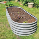1 Pack 8x3x1.5FT Galvanized Raised Garden Bed Kit Oval Metal Ground Planter Box Outdoor Bottomless Planter Raised Beds for Vegetables Flowers Herbs Fruits, Gray by CozyNest Decor