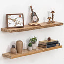 Floating Shelves for Wall, 36" Live Edge Solid Elm Wood Floating Shelf, Wall-Mounted Display Shelves with Invisible Heavy-Duty Metal Bracket, Floating Shelf for Kitchen (Natural, Set of 2) by CozyNest Decor