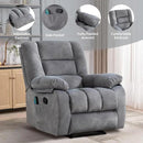 Massage Recliner Chair with Heat and Massage, Soft Fabric Ergonomic Manual Reclining Chairs, Heavy Duty Reclining Sofa Chair with Side Pockets for Living Room (Light Grey) by CozyNest Decor