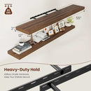 Wide Floating Shelves for Wall 12 Inch Deep, 55" X 12" X 2" Floating Shelf, 2 Inch Thick Shelf for Bathroom Bedroom Kitchen Book Room, Heavy Duty 85lbs Shelves for Farmhouse Decor Set of 2, Walnut by CozyNest Decor
