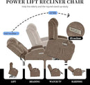 Power Lift Recliner Chair for Elderly with Massage and Heat, Reclining Sofa Chair with USB & Type-C Ports and Cup Holders, L1188(Brown) by CozyNest Decor