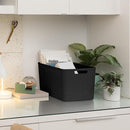 Curver Jute Large Decorative Plastic Organization and Storage Baskets, Perfect Bins for Home Office, Closet Shelves, Kitchen Pantry and All Bedroom Essentials, Pack of 4, Black by TinyTreasures Baby Boutique