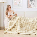 Tie-dye Camel Faux Fur Rabbit Thick Throw Blanket for Couch Living Room 50x60 Fluffy Bed Furry Comforter Soft Blanket Best Housewarming Home Gifts 860 GSM by CozyNest Decor