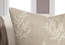 VAGMINE Embroidered Leaves Throw Pillow Cover - 20x20 Inches Square - 100% Linen Natural Throw Pillowcase - Elegant Neutral Leaf Design - Minimalist Rustic Home Accent for Sofa, Bed, Couch, Lounge by CozyNest Decor