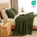 PHF 100% Cotton Waffle Weave Throw Blanket, Soft Lightweight Breathable Cozy Summer Throws for Couch Bed Sofa, Luxury Aesthetic Woven Blanket for Home Decor & Office, 50"x60", Capulet Olive by CozyNest Decor