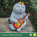Cat Garden Statue Outdoor Decor, Cat Sculpture with Guitar and Butterfly for Yard Lawn Patio Balcony, Birthday Housewarming Gifts for Mom, Grandma, Women, 8.8 inch, Resin by CozyNest Decor