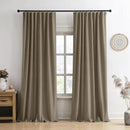 RAIN CITY Extra Wide Blackout Curtains 102 Inches Long 2 Panels Set,70 Inch Wide Back Tab Pleated Curtains with Hooks Track System,Energy Efficinet Drapes for Living Room Farm 70x102,Linen Brown by CozyNest Decor