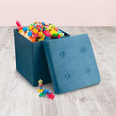 Sorbus Folding Ottoman - Foot Rest Cube, Bedroom Bench, Coffee Table, Shoe Storage, Foot Stool, Pouf - Teal Blue Suede Velvet by CozyNest Decor