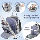 RUVALINO Diaper Bag Backpack, Multifunction Travel Pack Maternity Baby Changing Bags, Large Capacity, Waterproof, Blue Plaid by TinyTreasures Baby Boutique