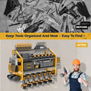 LBT Power Tool Organizer With Charging Station,Patented,Heavy Duty Steel,6 Drilling Rig Sizes With Hooks And Screw Boxes,6 sockets,Easy To Install Garage Storage Rack,Great Gift For Men, Yellow by GreenHaven Gardens
