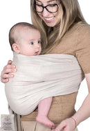 Lightweight - 100% Cotton Muslin Ring Sling Baby Carrier Newborn, Toddler, Infant Holder – Adjustable, Breathable, Beige Baby Sling Carrier by TinyTreasures Baby Boutique