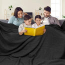 PHF 100% Cotton Waffle Weave Blanket Oversized King for Bed 120"x120"- Giant Big Lightweight Blanket 10'x10' for Bed Sofa - Aesthetic Extra Large Washed Cotton Soft Blanket - Black by CozyNest Decor