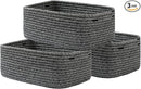 KALLAX Small Woven Basket, 13.5 x 9.5 x 5 Inches, Storage Basket for Organizing, Cute Small Rope Shelf Closet Cube Storage Bins Baskets for Shelves, Dog Toy Gift Baskets Empty, 3 Pack Mixed Black by TinyTreasures Baby Boutique