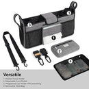 TOPDesign Universal Baby Stroller Organizer, Double Stroller Caddy with Detachable Mesh Bag & Heightened Insulated Cup Holders & Non-Slip Secure Hooks Accessories, Fits Most Strollers (Grey) by TinyTreasures Baby Boutique