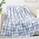 Touchat Luxury 1000GSM Rabbit Faux Fur Blanket, Super Heavy Warm Cozy Brown Blankets for Couch Bed Sofa, Ruched Plush Fuzzy Elegant Soft Reversible Mink Blanket Living Room Bedroom, 90" x 90" by CozyNest Decor