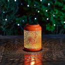 Glitzhome Solar Lantern Orange Metal Cutout Scrollwork Outdoor Hanging Solar Light with Handle for Garden Patio Yard Outdoor Decor by GreenHaven Gardens