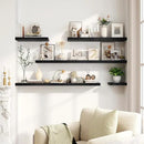 Fun Memories Black Floating Shelves 16 Inch Long, 8 Deep Floating Shelf Wall Mounted, 16 x 8 Inch Wooden Bathroom Shelves, Deep Storage Shelves for Living Room, Kitchen, Set of 2 by CozyNest Decor