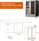 Ca'Lefort 24 Inch Wine and Beverage Refrigerator, 60 Can and 20 Bottle Wine Fridge 36-72°F, 3 LED Dual Zone Wine Cooler with Glass Door, Built-in Compressor Refrigerator for Home/Kitchen (4.10 cu.ft) by CozyNest Decor