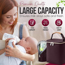BreastMilk Cooler with Ice Packs and Tote Bags for Nursing, Large Capacity, Waterproof, Fits 9 Baby Bottles Up to 11 oz, Dark Brown by TinyTreasures Baby Boutique