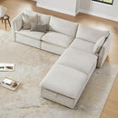 CHITA Sectional Modular Down Filled L Shape Sofa, Comfty Feather L Shape Cloud Couch,FSC Certified L Shaped Couch for Living Room, 114 inch Width,5 Seat with 2 Storage Ottomans, Snow by CozyNest Decor