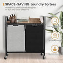 Laundry Hamper, Laundry Basket, Laundry Sorter with 2 Removable Bags, Clothes Basket with 2 Compartments, Wheels, Shelf for Laundry Room Bathroom Bedroom (2 Bags-Black Grey) by CozyNest Decor