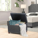 Joveco Storage Ottoman Linen Tufted Bench with Rivet, Rectangular Footrest Stool Coffee Table Seat for Living Room Bedroom, Grey by CozyNest Decor
