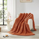 L'AGRATY Chunky Knit Blanket Throw: 72''x84'' Chenille Chunky Knitted Throw Blankets for Bed Couch - Handmade Thick Big Cable Knit Blanket - Large Crochet Rope Blankets for Home Decor(Rusty Orange) by CozyNest Decor