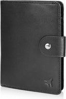 Polare Luxury RFID Blocking Leather Passport Holder Travel Wallet For Men and Women (Black(Snap Version)) by TinyTreasures Baby Boutique