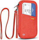 RFID Family Passport Wallet Holder Waterproof, Travel Document Organizer Credit Card Clutch Bag for Men Women (RFID Orange) by TinyTreasures Baby Boutique